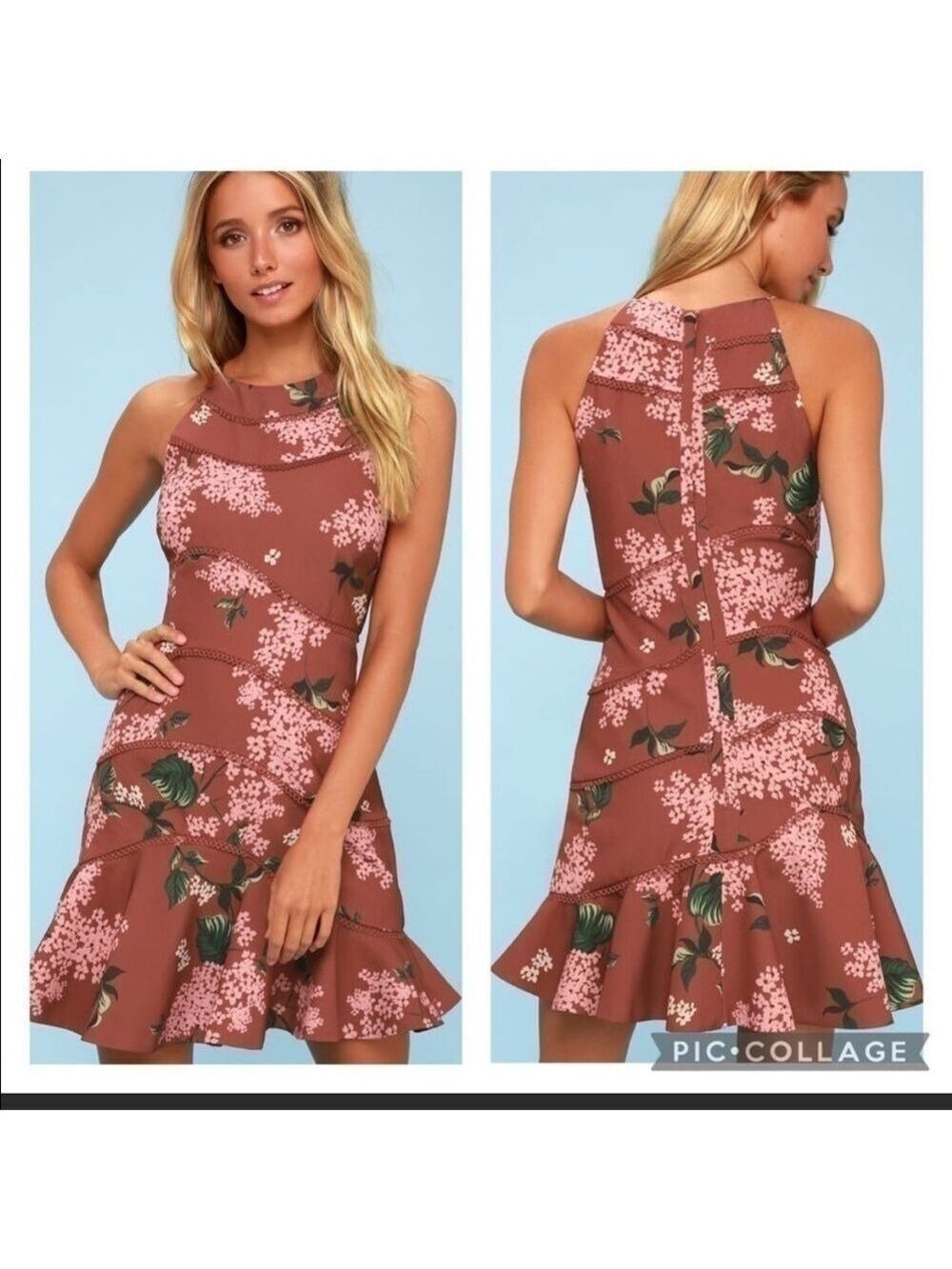 KEEPSAKE the Label Wild Thoughts Pink Floral Mini Dress  Ruffle Medium